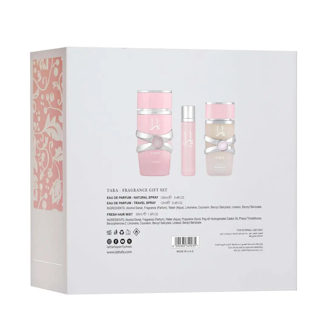 Yara Pink 3 Piece Gift Set for Women Lattafa Lattafa
