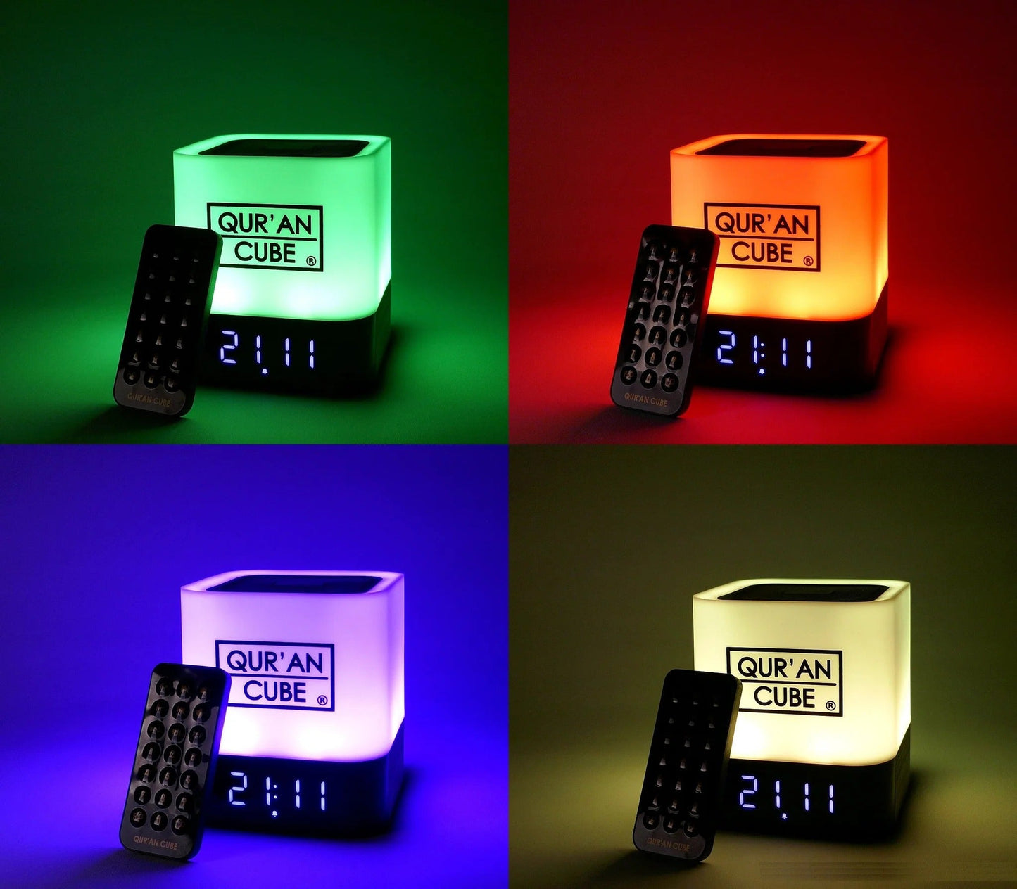 Quran Cube LED Speaker X with Adhan Clock, Quran Recitation, Nasheeds & Islamic Stories Aromique