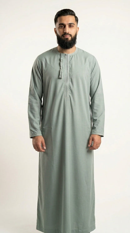 Olive Emirati Thobe with Tassel  Aromique