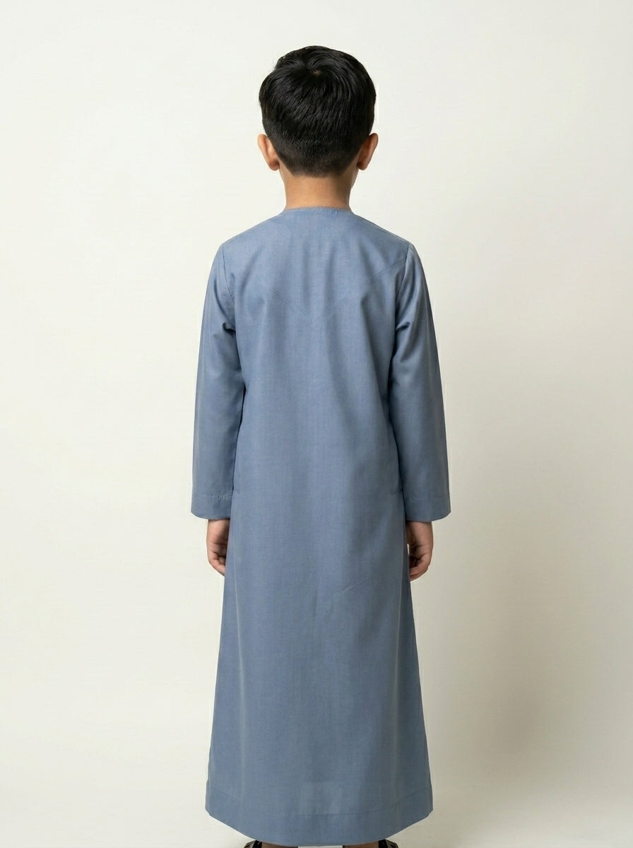 Blue Emirati Kids Thobe with Tassel  Aromique