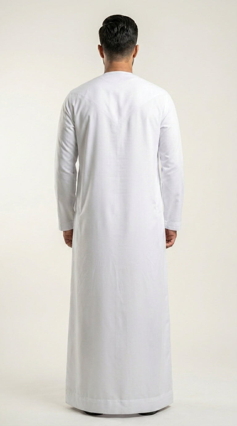 White Emirati Thobe with Tassel  Aromique