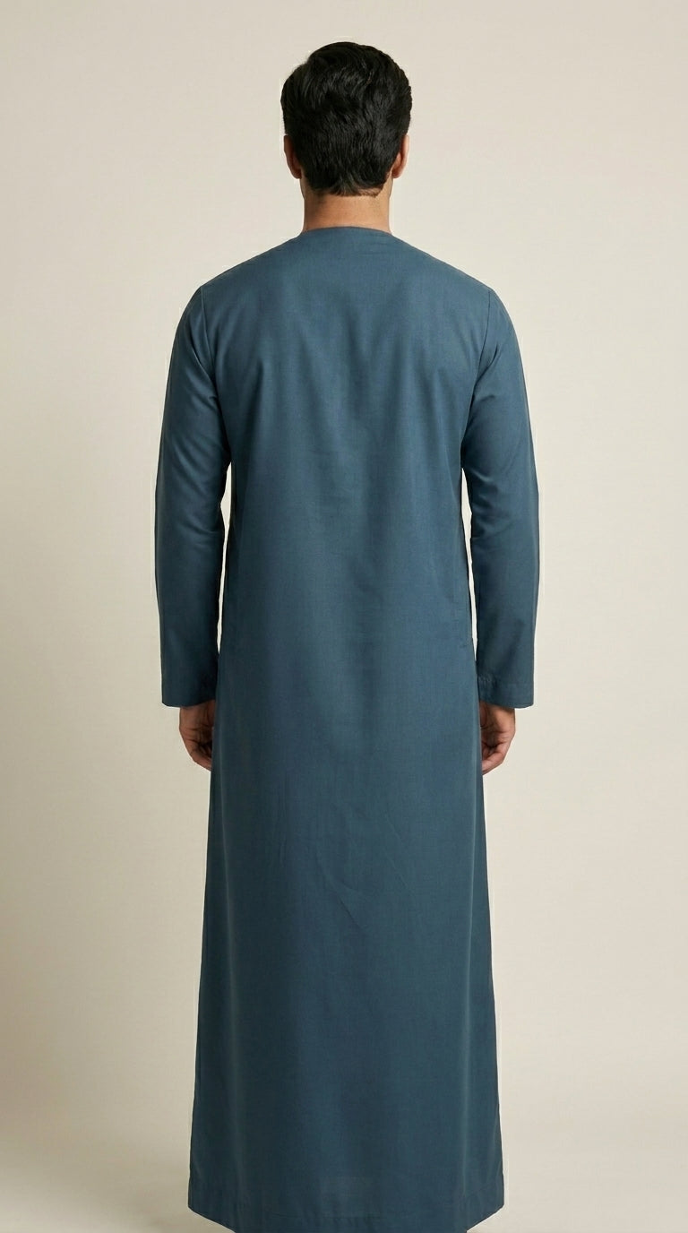 Matte Teal Emirati Thobe with Tassel  Aromique