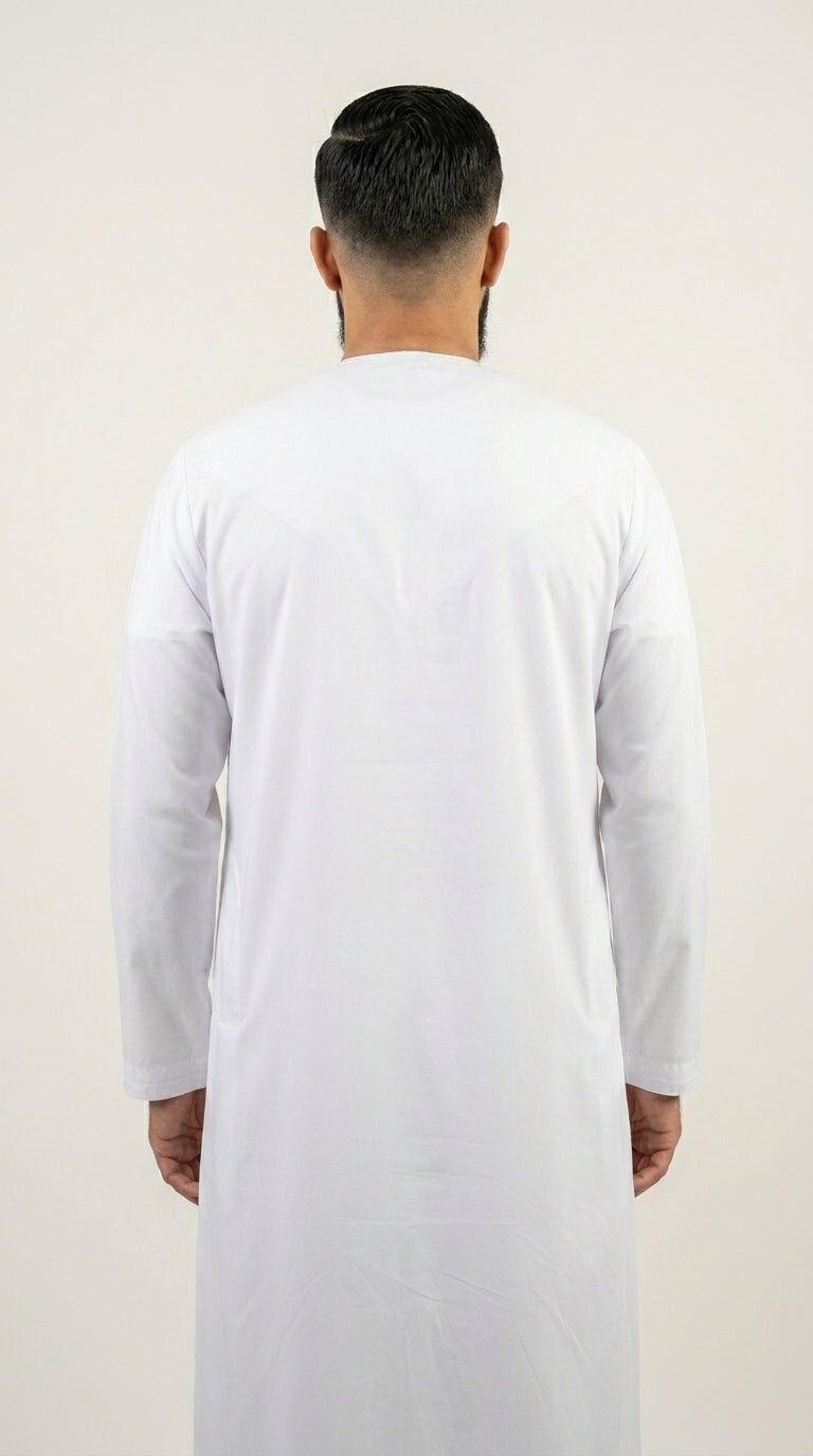 Shiny White Emirati Thobe with Tassel  Aromique
