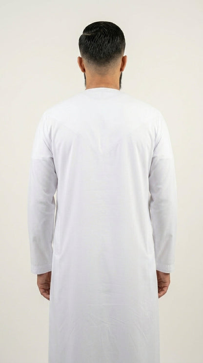 Shiny White Emirati Thobe with Tassel  Aromique