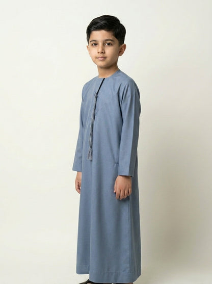 Blue Emirati Kids Thobe with Tassel  Aromique
