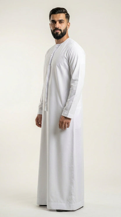 White Emirati Thobe with Tassel  Aromique