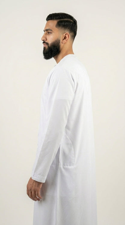 Shiny White Emirati Thobe with Tassel  Aromique