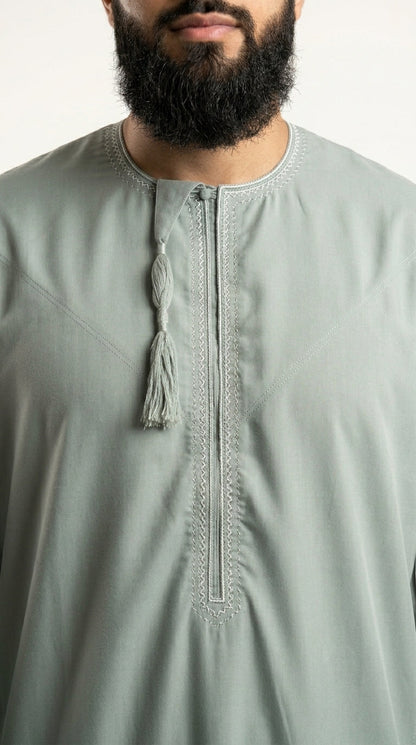 Olive Emirati Thobe with Tassel  Aromique