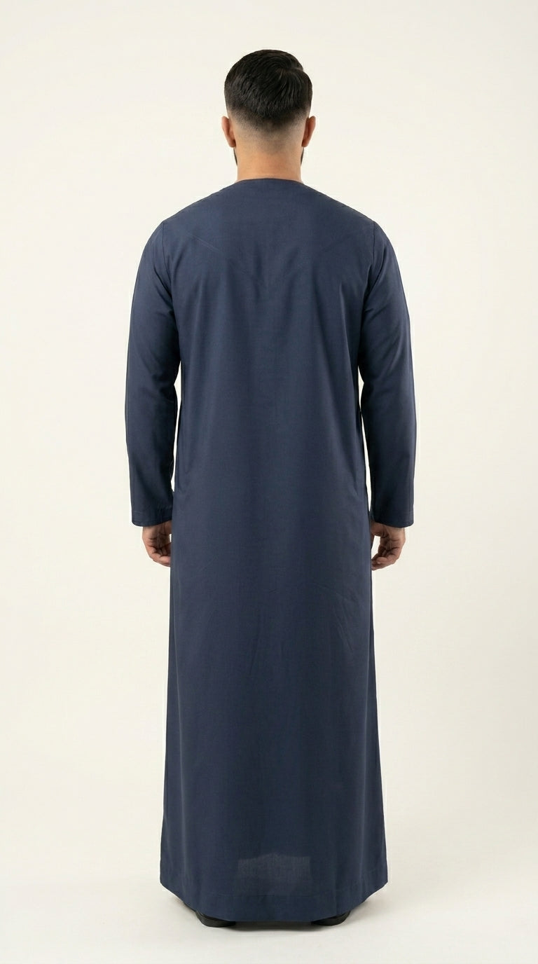 Navy Blue Emirati Thobe with Tassel  Aromique