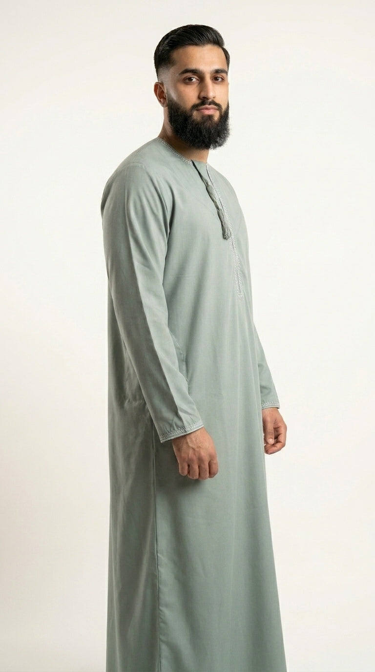 Olive Emirati Thobe with Tassel  Aromique