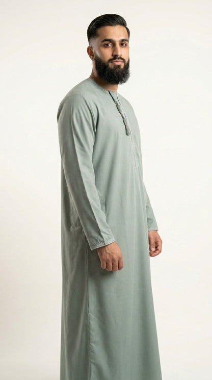 Olive Emirati Thobe with Tassel  Aromique