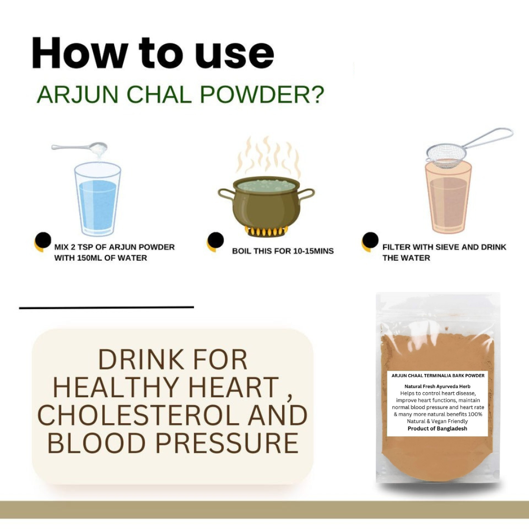 Arjun Chaal Powder 100g Terminalia Arjun Ki Chaal Arjuna Bark Herbs Heart Tonic Aromique Beauty Ltd