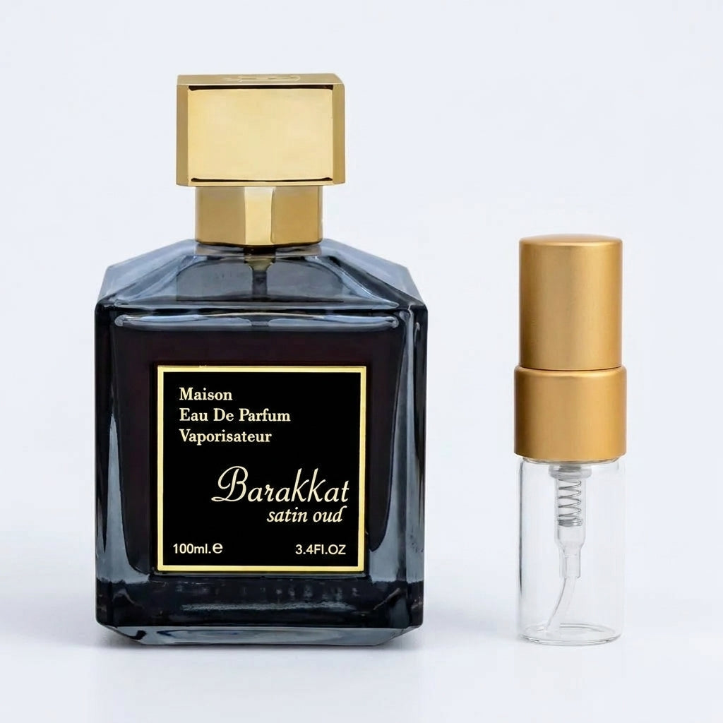 Barakkat Satin Oud Perfume Sample 2ml Fragrance World  Aromique