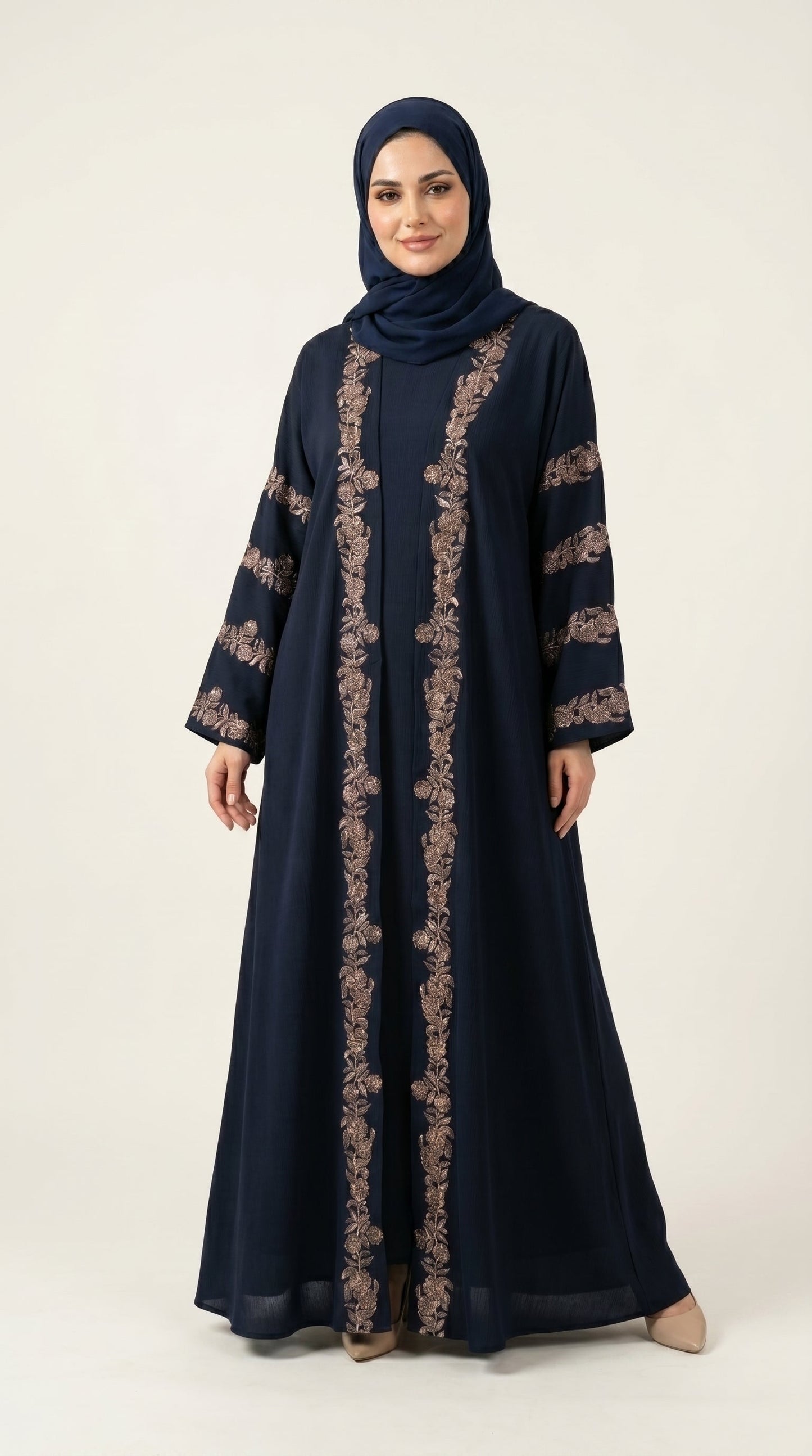 Blue Luxury Embroidery Work with Stone 3-piece Set  Aromique