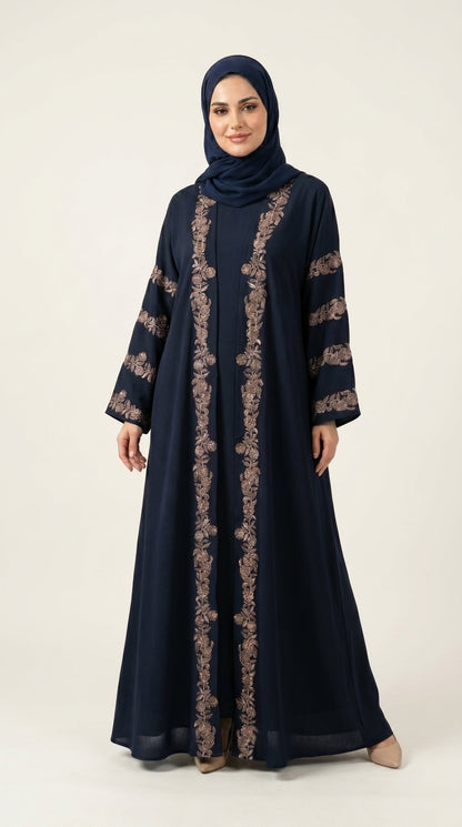 Blue Luxury Embroidery Work with Stone 3-piece Set  Aromique