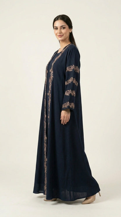 Blue Luxury Embroidery Work with Stone 3-piece Set  Aromique