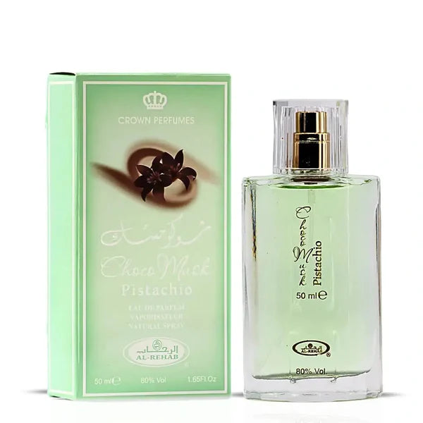Choco Musk Pistachio Perfume 50ml EDP Al Rehab - Aromique Beauty Ltd