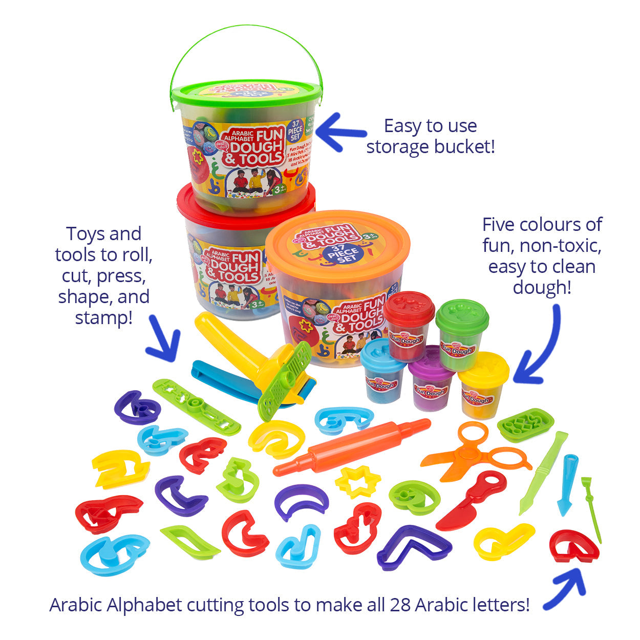 Desi Doll Arabic Letters Fun Dough Set – Kids Educational Learning Toy  Aromique