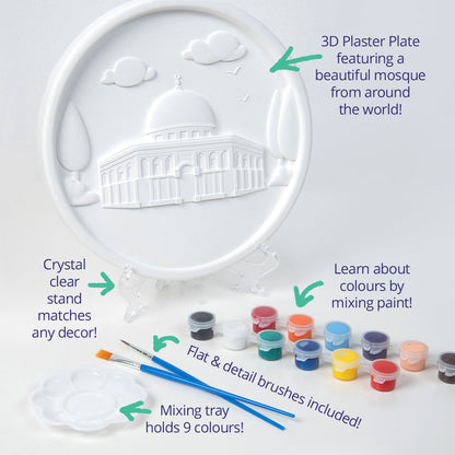Desi Doll Paint a Mosque (Ka'bah Mecca) Plaster Painting Kit – Islamic DIY Craft Kit for Kids  Aromique