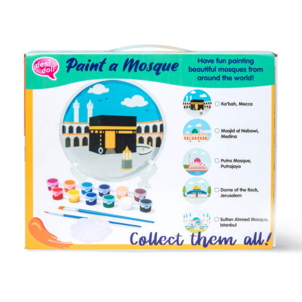 Desi Doll Paint a Mosque (Dome of the Rock) Plaster Painting Kit – Islamic DIY Craft Kit for Kids  Aromique