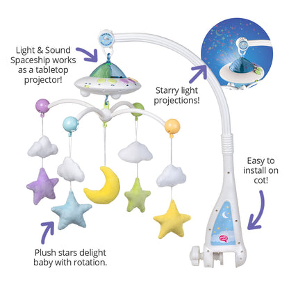 Desi Doll Quran Cot Mobile – Moon & Stars Baby Mobile with Light Projection  Aromique