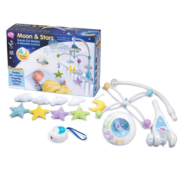 Desi Doll Quran Cot Mobile – Moon & Stars Baby Mobile with Light Projection  Aromique
