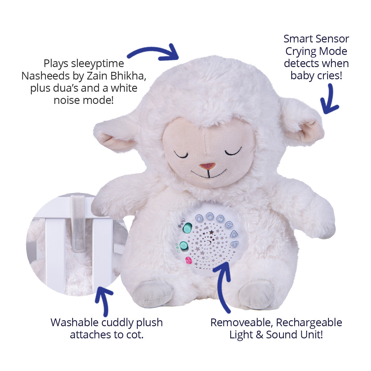 Desi Doll Sheepy Sleepytime Sheep – Soft Sleep Aid Plush Toy for Babies & Kids  Aromique