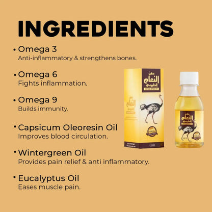 Ostrich oil Natural Massage oil  Rheumatism Joints Bone Knee Pain Relief Ostrich Fat oil 125ml Aromique Beauty Ltd