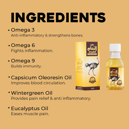 Ostrich oil Natural Massage oil  Rheumatism Joints Bone Knee Pain Relief Ostrich Fat oil 125ml Aromique Beauty Ltd