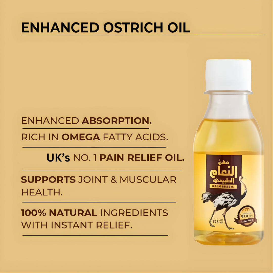Ostrich oil Natural Massage oil  Rheumatism Joints Bone Knee Pain Relief Ostrich Fat oil 125ml Aromique Beauty Ltd