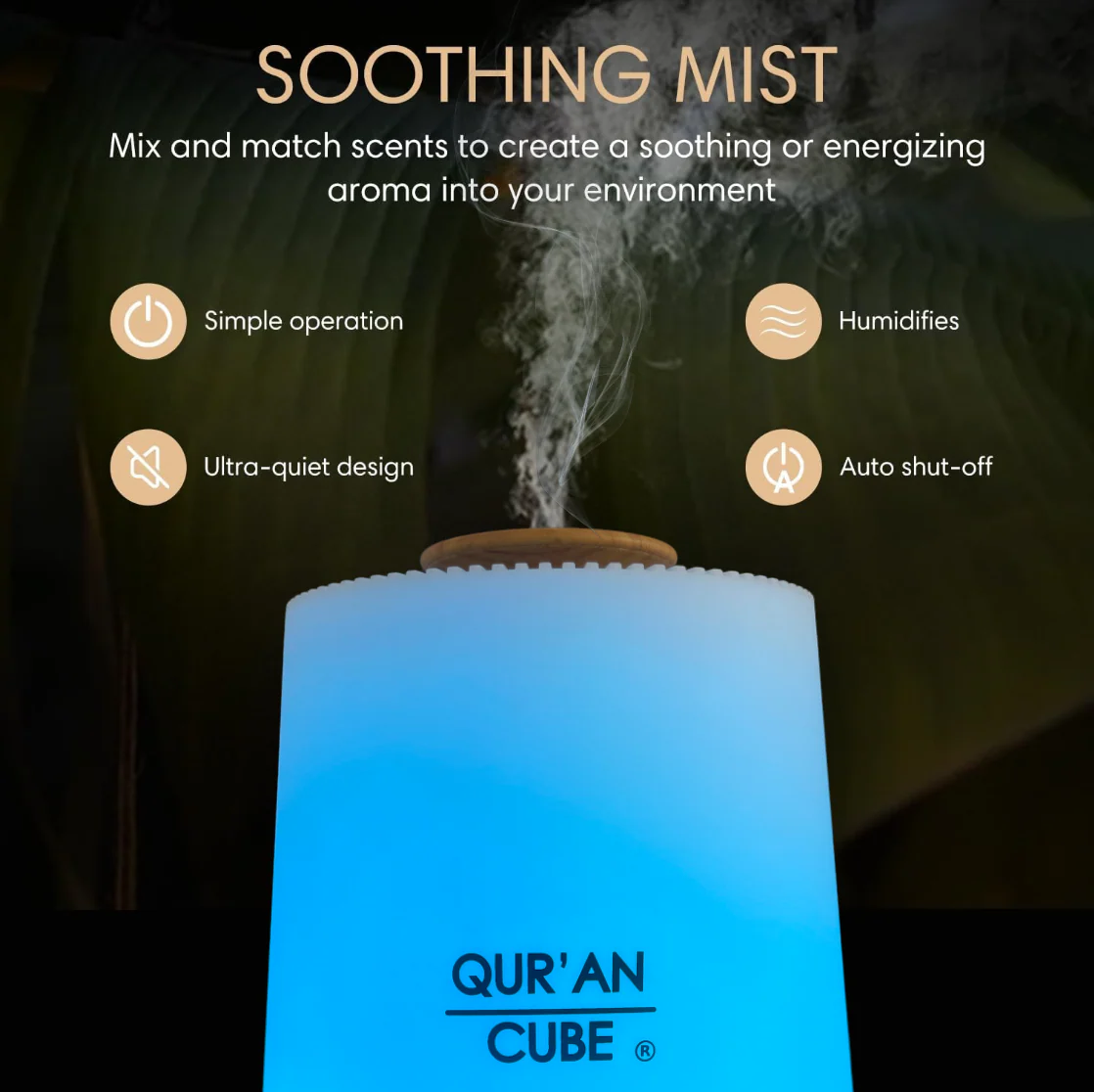 Quran Cube Aroma Diffuser with Quran Speaker – LED Humidifier with Nasheeds Audio  Aromique