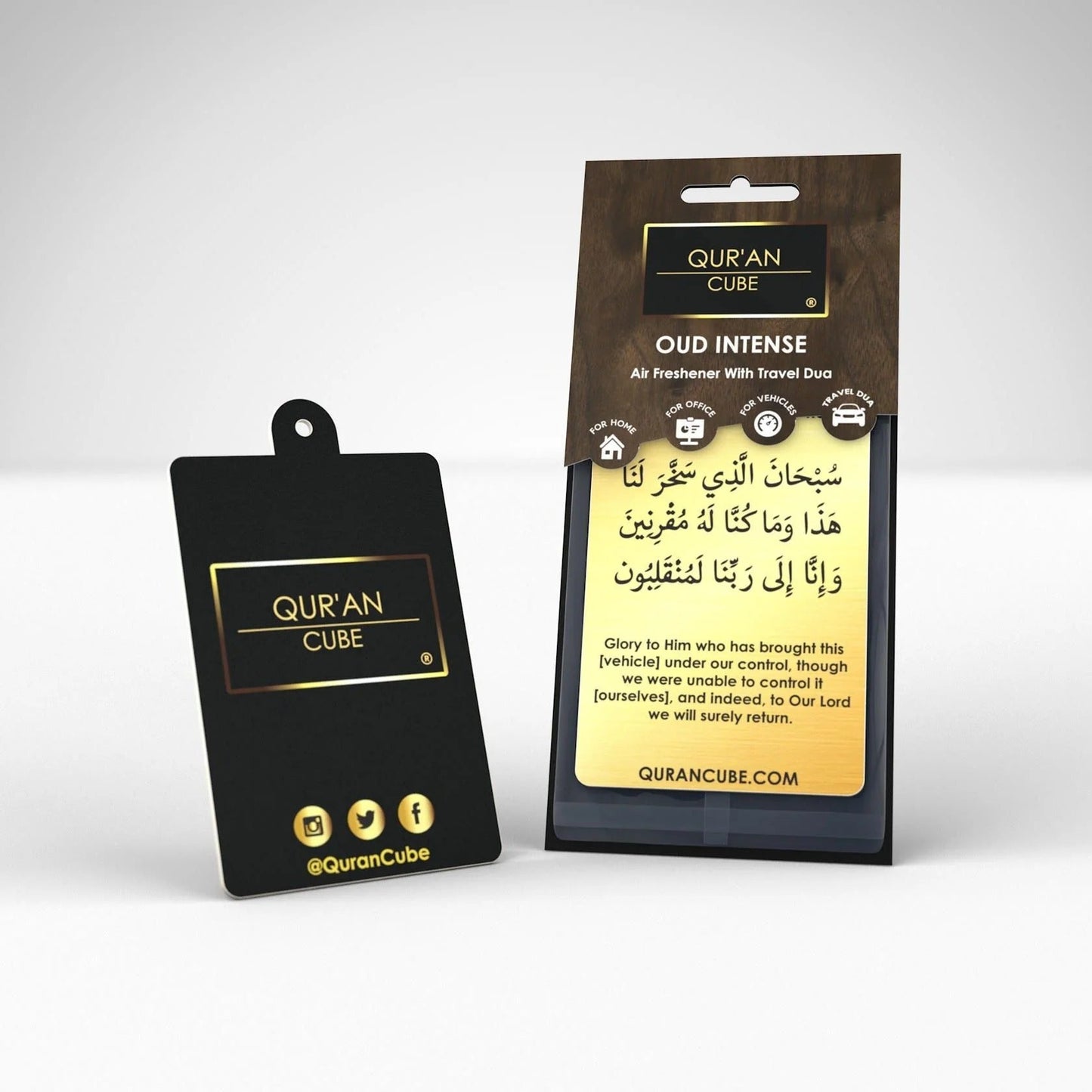 Quran Cube Car Air Freshener – Islamic Scent Card with Safar Dua & Travel Dua  Aromique