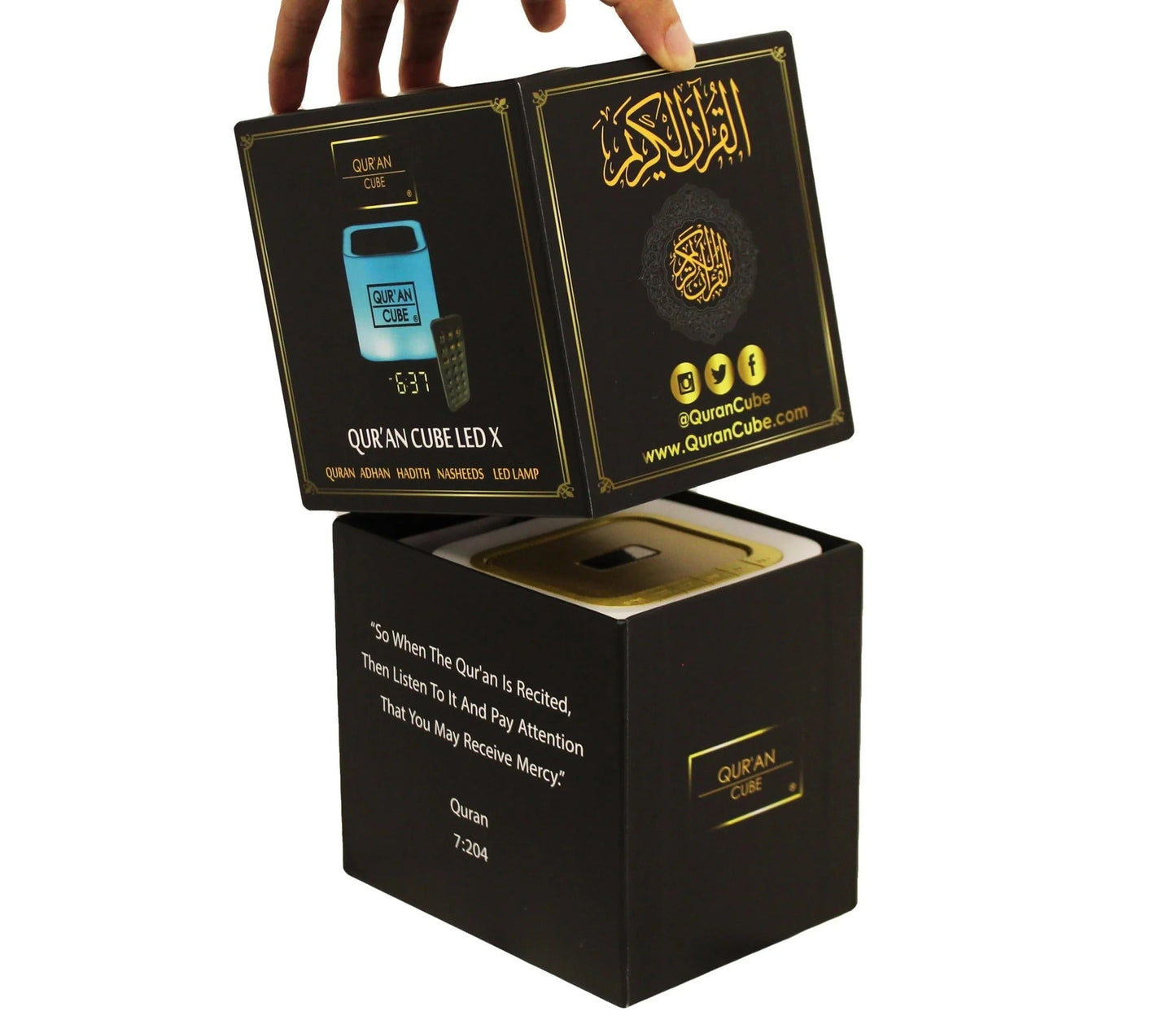 Quran Cube LED Speaker X with Adhan Clock, Quran Recitation, Nasheeds & Islamic Stories  Aromique